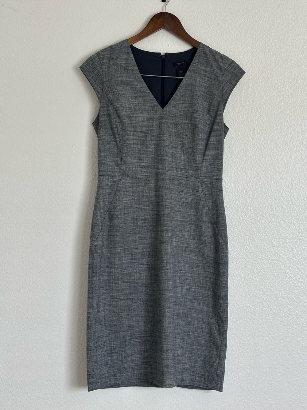 Ann Taylor Classic Gray cap sleeve Sheath Dress